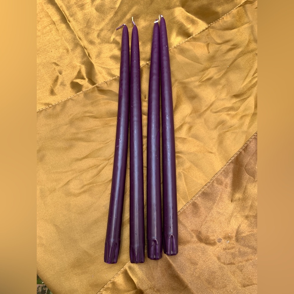 15” taper candles dark purple set of 4